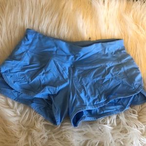sky blue lululemon running shorts